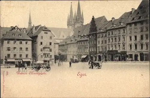 Ak Cheb Eger Region Karlsbad, Unterer Marktplatz