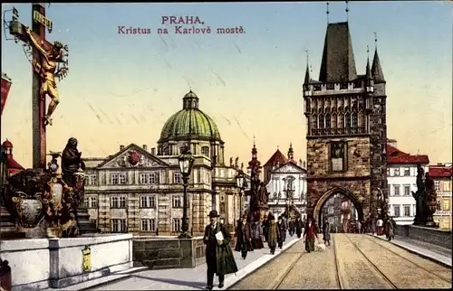 Ak Praha Prag Tschechien, Kristus na Karlove moste