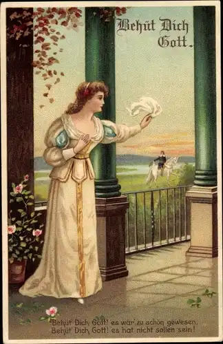 Präge Ak Behüt dich Gott, Trompeter von Säckingen