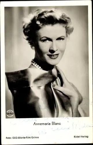 Ak Schauspielerin Annemaria Blanc, Portrait, Autogramm
