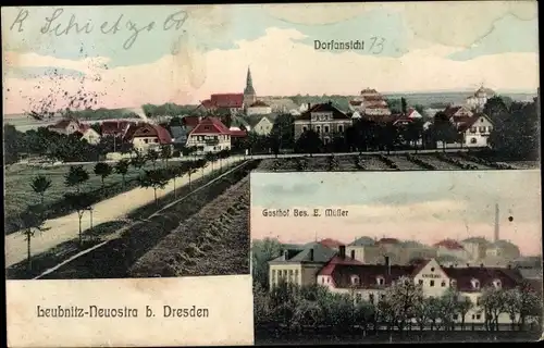 Ak Dresden Südost Leubnitz Neuostra, Dorfansicht, Gasthof Bes. E. Müller