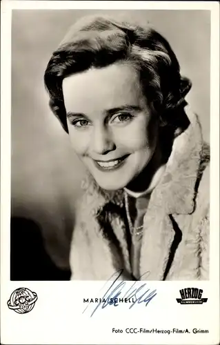 Ak Schauspielerin Maria Schell, Portrait, Autogramm