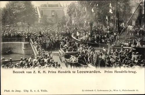 Ak Leeuwarden Friesland Niederlande, Bezoek van Z. K. H. Prins Hendrik, Prins Hendrik brug