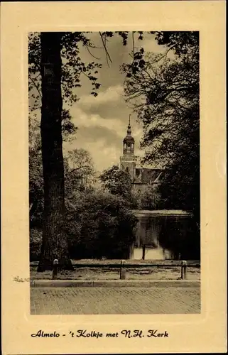 Ak Almelo Overijssel Niederlande, Kolkje met N. H. Kerk