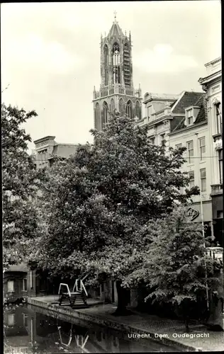 Ak Utrecht Niederlande, Dom, Oudegracht