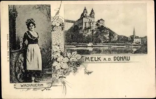 Ak Melk an der Donau Niederösterreich, Schloss, Wachauerin