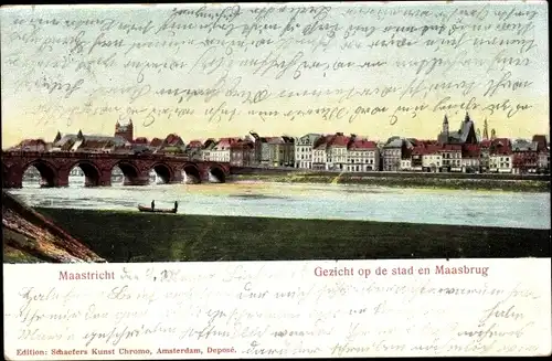 Ak Maastricht Limburg Niederlande, Stad en Maasbrug