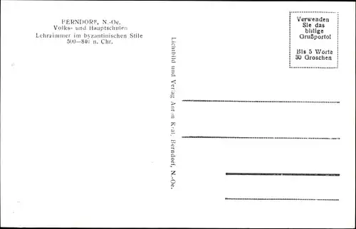 Ak Berndorf an den Triesting Niederösterreich, Lehrzimmer im byzantinischen Stil, Volksschulen