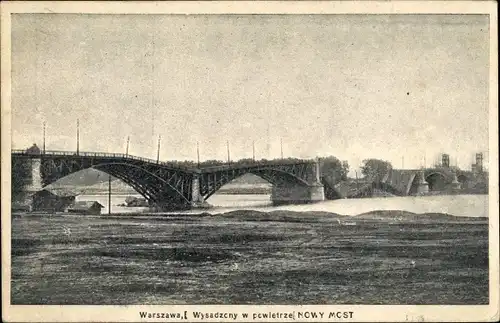 Ak Warszawa Warschau Polen, Wysadzony w powietrze Nowy Most