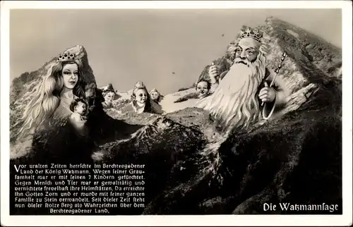 Ak Die Watzmannsage, Berggesichter, König Watzmann mit Familie