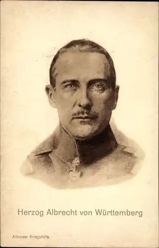 Ak Herzog Albrecht von Württemberg, Portrait, Altonaer Kriegshilfe