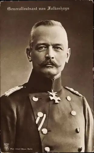Ak Heerführer und Generalstabchef von Falkenhayn, Portrait, Orden, Wohlfahrtskarte