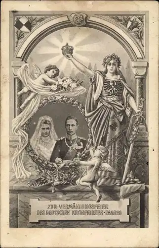 Ak Vermählungsfeier des deutschen Kronprinzenpaares, Kronprinz Wilhelm, Kronprinzessin Cecilie