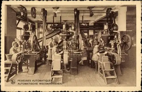 Ak Peseuses automatiques, Automatische Weegmachienen, Wiegemaschinen, Schokoladenwerk Martougin
