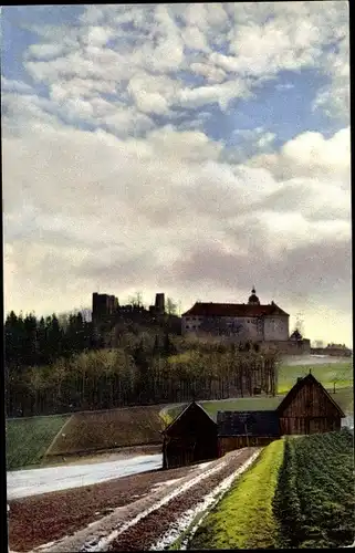 Ak Frauenstein im Erzgebirge, Schloss Frauenstein, Außenansicht