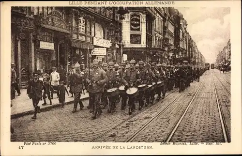 Ak Lille Nord, Pendant l'Occupation Allemande, arrivee de la Landsturm, I WK