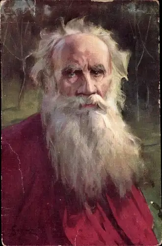 Künstler Ak Styka, Jan, Russischer Schriftsteller Lew Nikolajewitsch Graf Tolstoi, Portrait