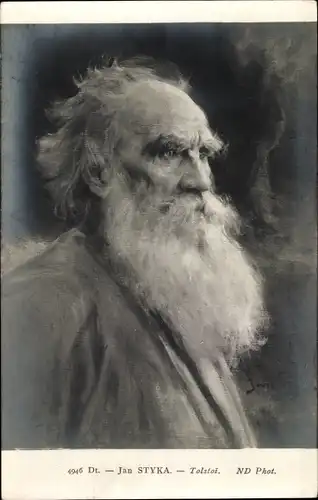 Künstler Ak Styka, Jan, Russischer Schriftsteller Lew Nikolajewitsch Graf Tolstoi, Portrait