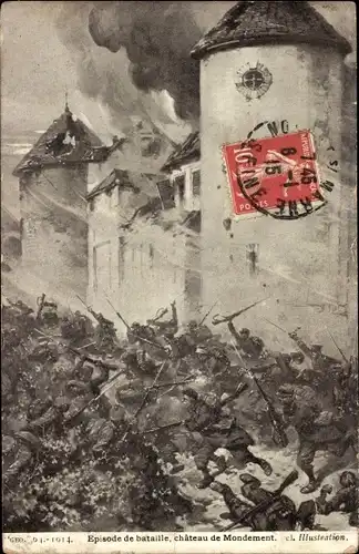Ak Mondement Marne, Episode de bataille, chateau de Mondement, I WK