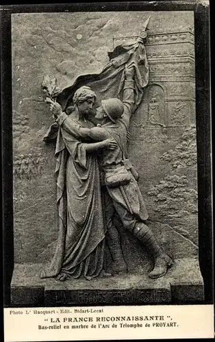 Ak Paris VIII, La France Reconnaissante, bas relief en marbre de l'Arc de Triomphe de Proyart