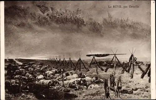 Künstler Ak Detaille, Le Reve, Schlachtfeld, schlafende französische Soldaten