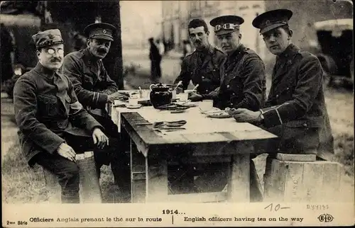 Ak Offiziere der Britischen Armee beim Tee, 1914, I WK