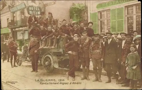 Ak Amiens Somme, Ravitaillement Anglais, britische Soldaten, Hotel, Restaurant, I WK