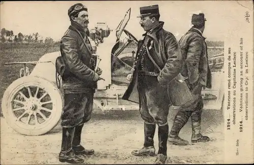 Ak Vedrines rend compte de ses observations au Capitaine Leclerc, Guerre 1914, I WK
