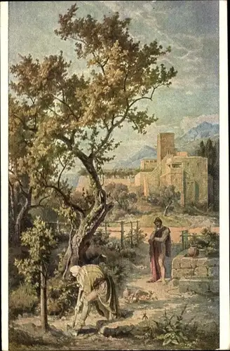 Künstler Ak Preller, Fr., Odyssee Landschaften VI b, Odysseus bei seinem Vater Laertes