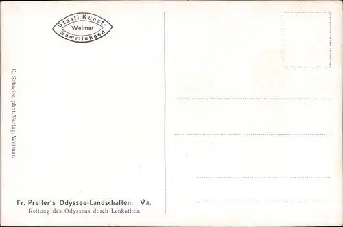 Künstler Ak Preller, Fr., Odyssee Landschaften V a, Rettung des Odysseus, Leukothea