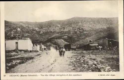 Ak Debdou Marokko, Vue du village europeen et des cantines