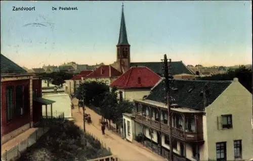 Ak Zandvoort Nordholland Niederlande, De Poststraat, Kirche