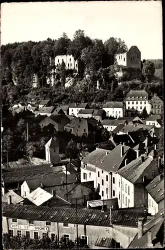 Ak Larochette Fels Luxemburg, Les ruines du chateau prises de la Teyperley, Hotel de Pochet