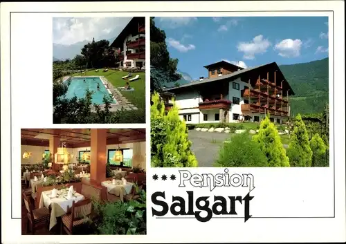 Ak Meran Merano Südtirol, Pension Salgart, Außenansicht, Pool, Innenansicht