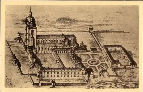 Ak Stavelot Wallonien Lüttich, Vue du monastere et de l'ancienne eglise abbatiale