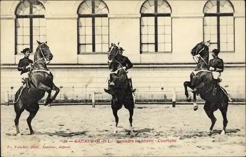 Ak Saumur Maine et Loire, Sauteurs en liberte, Courbette