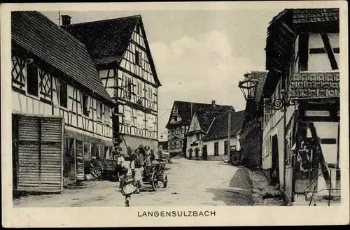 Ak Langensoultzbach Langensulzbach Elsaß Bas Rhin, Straßenpartie