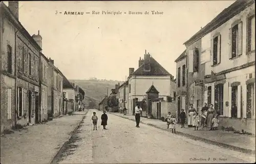 Ak Armeau Yonne, Rue Principale, Bureau de Tabac