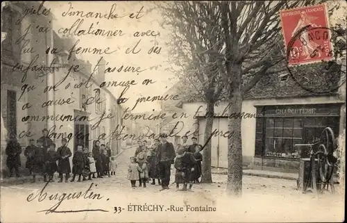 Ak Étréchy Essonne, Rue Fontaine, Charcuterie