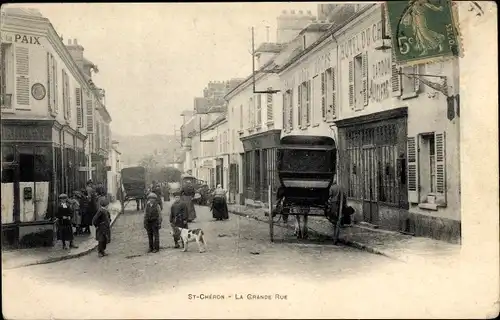 Ak Saint Chéron Essonne, La Grande Rue, Kutsche