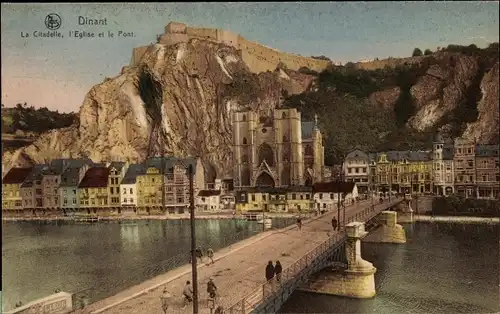 Ak Dinant Wallonien Namur, La Citadelle, l'Église et le Pont