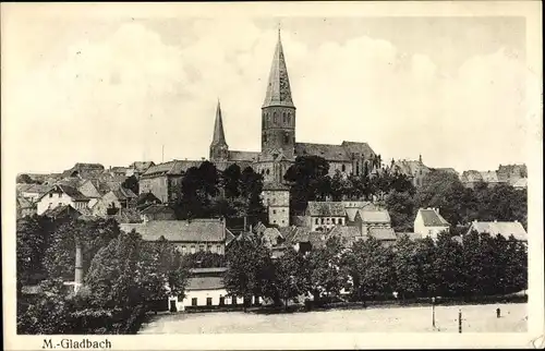 Ak Mönchengladbach am Niederrhein, Panorama, Kirche