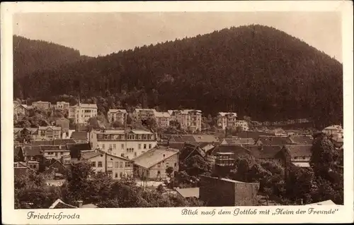 Ak Friedrichroda im Thüringer Wald, Blick nach dem Gottlob mit "Heim der Freunde", Panorama