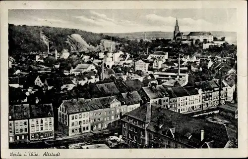 Ak Weida in Thüringen, Altstadt, Panorama, Turm