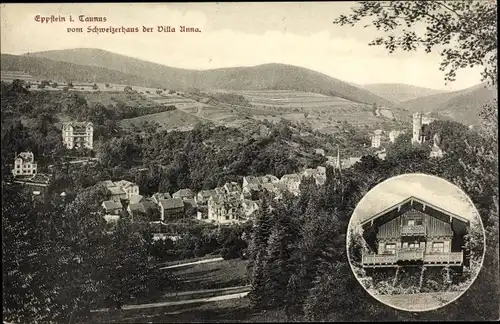 Ak Eppstein im Taunus, vom Schweizerhaus bei Villa Anna, Panorama, Turm
