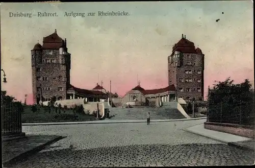 Ak Ruhrort Duisburg im Ruhrgebiet, Aufgang zur Rheinbrücke