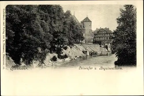 Ak Hannover in Niedersachsen, Leineufer und Beguinenthurm