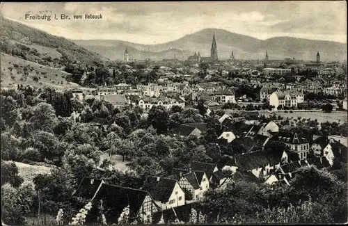 Ak Freiburg im Breisgau, Vom Hebsack, Panorama, Kirche, Teilansicht