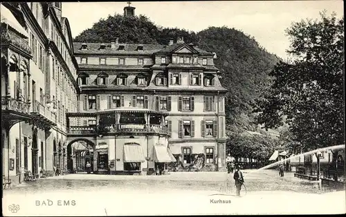 Ak Bad Ems an der Lahn, Kurhaus, Straßenszene