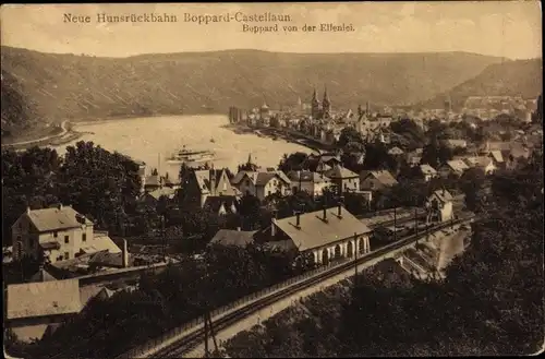 Ak Boppard am Rhein, Ort von der Ellenlei, Neue Hunsrückbahn nach Castellaun